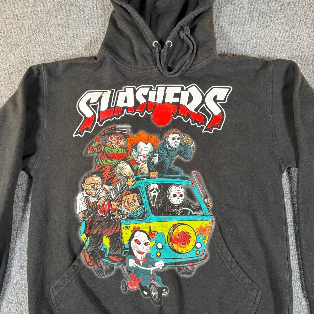 Smart Blanks Horror Slashers Movie Characters Graphic Hoodie Mens Medium #3725